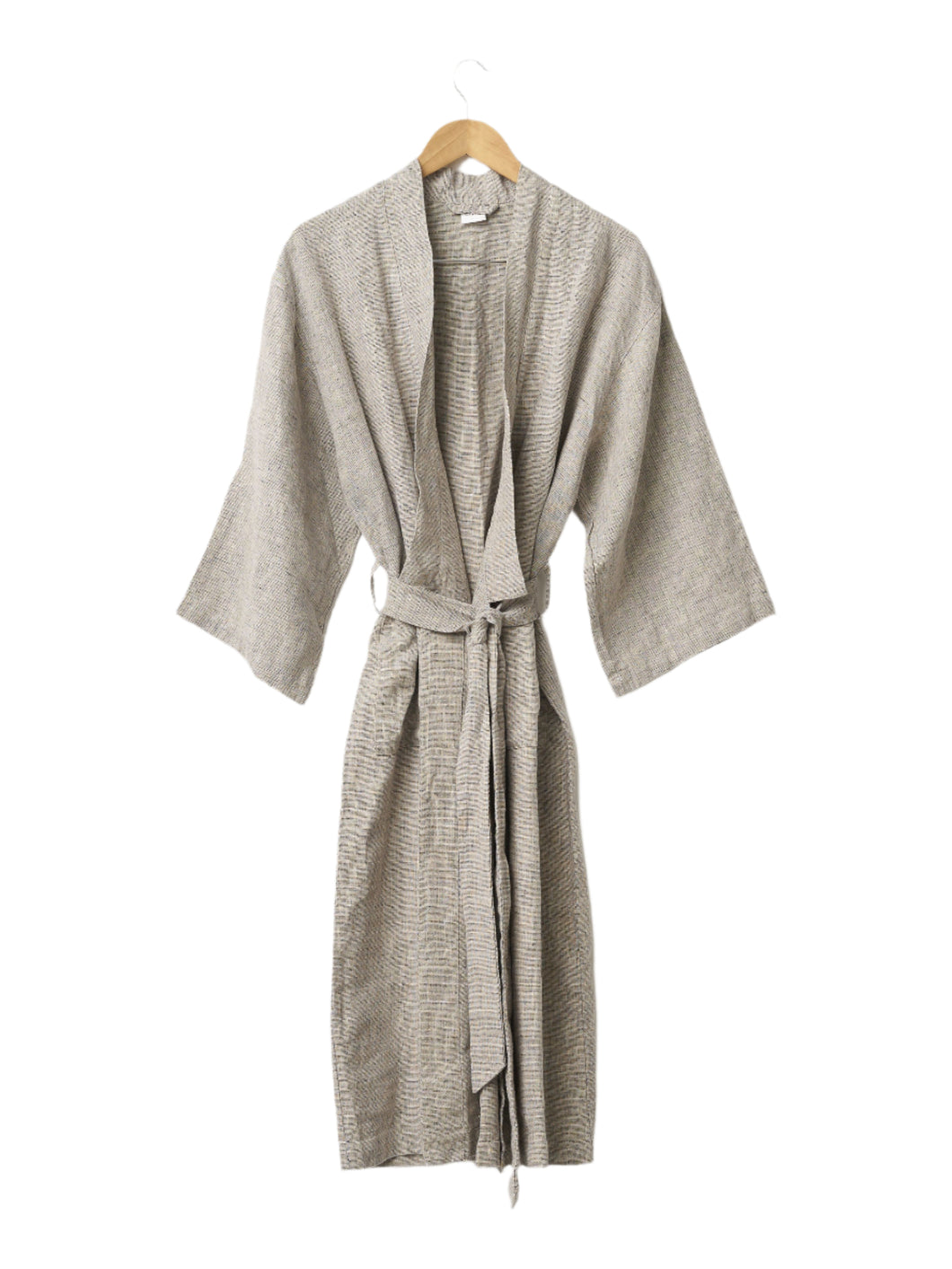 Chambray Linen Robe | Black/Natural