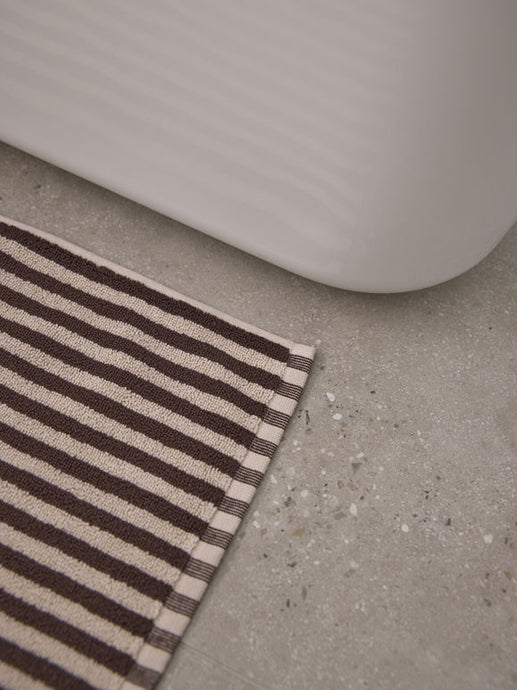 Wide Stripe Cotton Bath Mat | Cocoa/Bone