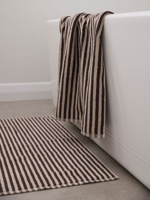 Wide Stripe Cotton Bath Towel | Cocoa/Bone