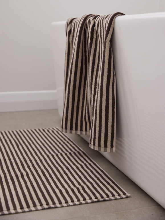 Wide Stripe Cotton Bath Towel | Cocoa/Bone