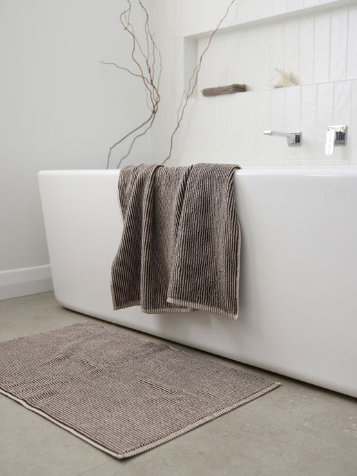 Stripe Cotton Bath Mat | Cocoa/Bone