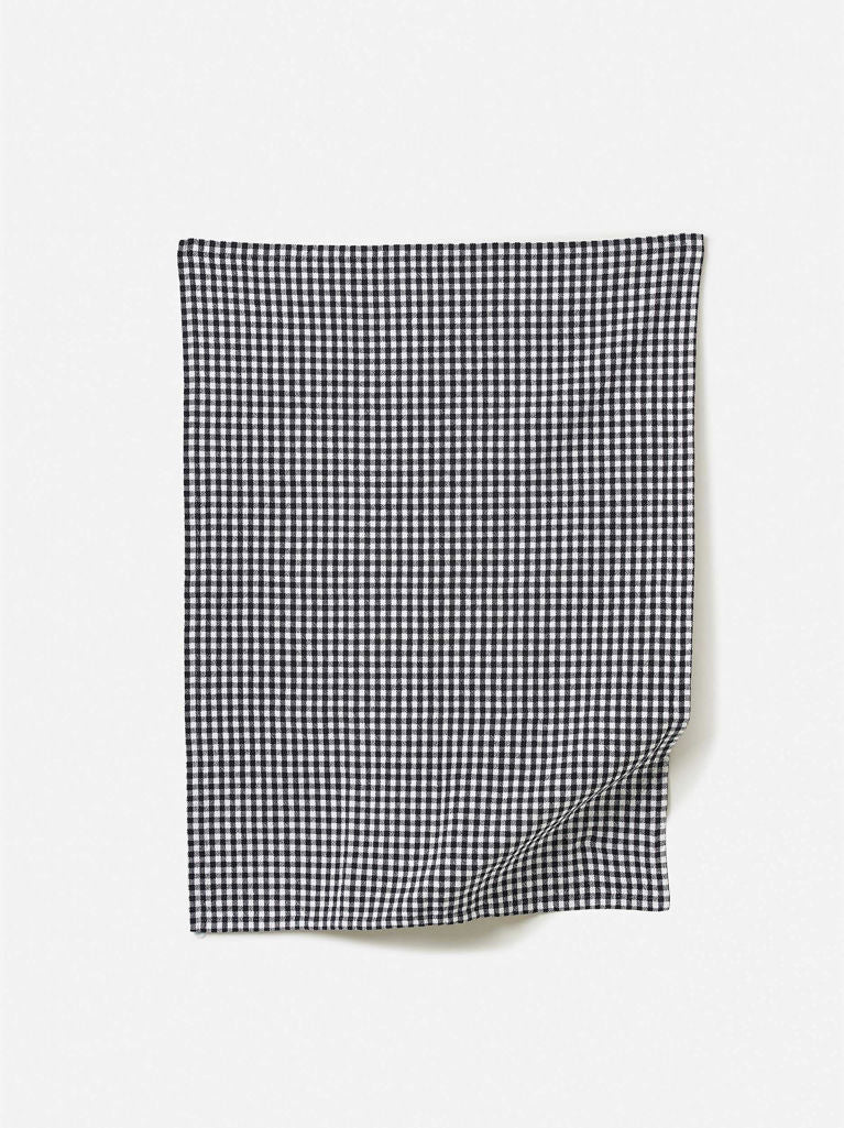 Gingham Washed Cotton Tea Towel | Navy