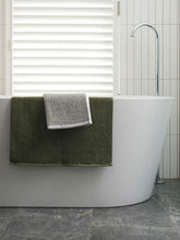Load image into Gallery viewer, Stripe Cotton Bath Mat | Olive/White