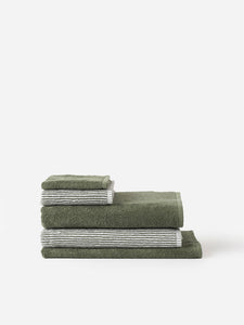 Stripe Cotton Face Cloth | Olive/White