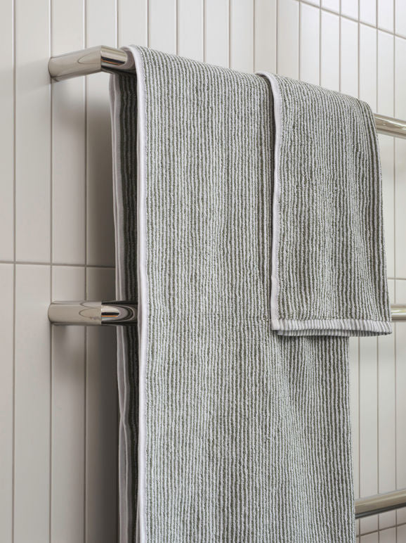 Stripe Cotton Bath Towel | Olive/White