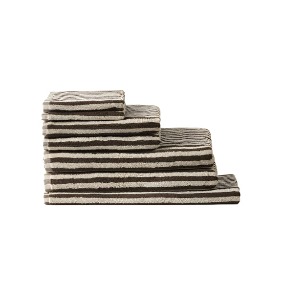 Wide Stripe Cotton Hand Towel | Cocoa/Bone