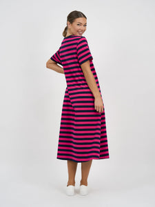 Straight Cotton Jersey Dress | Pink