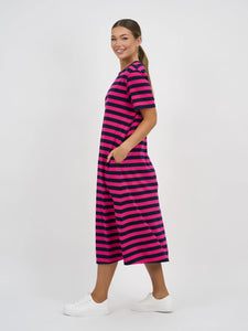 Straight Cotton Jersey Dress | Pink