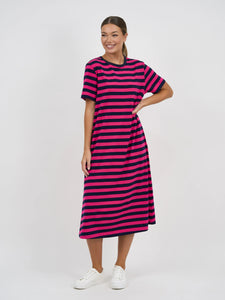 Straight Cotton Jersey Dress | Pink