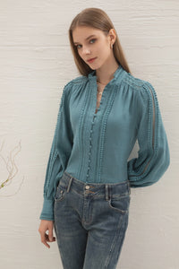 Illy Embroidered Linen Blouse