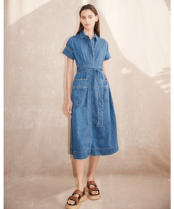 Clover Denim Shirt Dress | Mid Blue