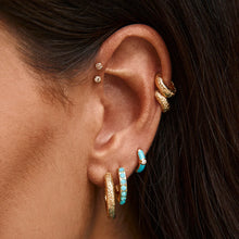 Load image into Gallery viewer, Blue Crystal Opal Midi Hoops