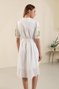 Felice Embroidered Long Dress | White