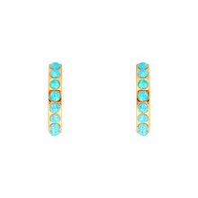 Load image into Gallery viewer, Blue Crystal Opal Midi Hoops