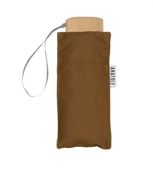 Caramel brown folding micro-umbrella | Augustine