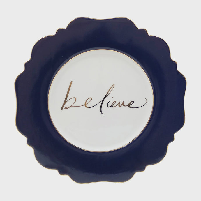 Side Plate Navy ‘ Believe’