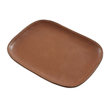 Load image into Gallery viewer, Tan Leather Valet Tray w Stitching