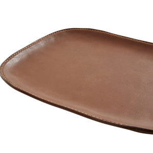 Tan Leather Valet Tray w Stitching