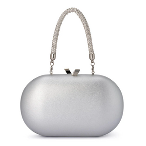 Anya | Crystal Handle Clutch | Silver