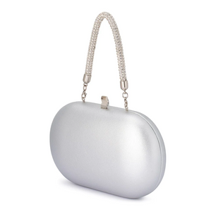 Anya | Crystal Handle Clutch | Silver