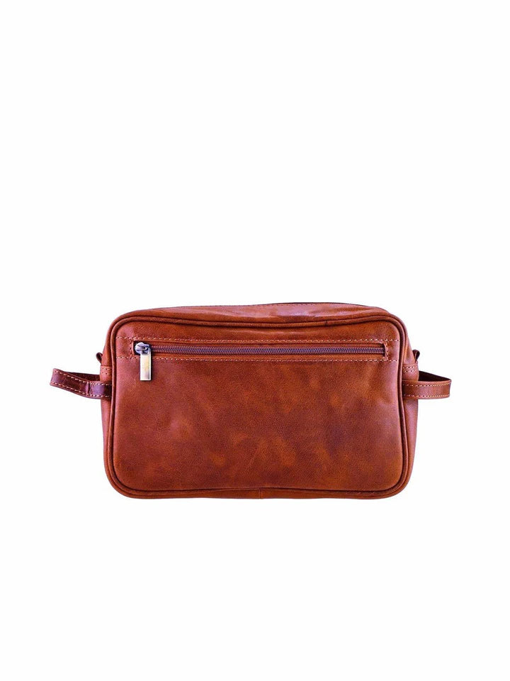 Huckleberry Leather Toiletry Bag l Brandy