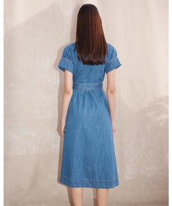 Clover Denim Shirt Dress | Mid Blue