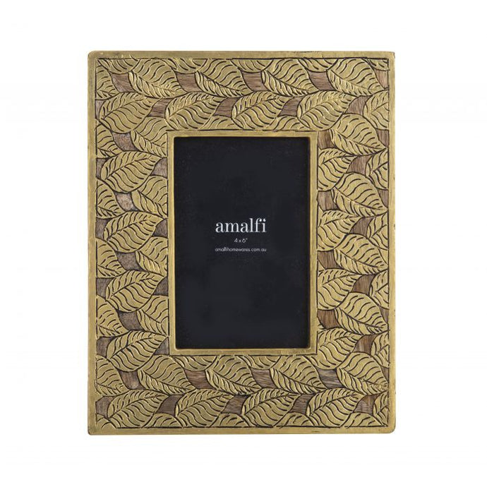 Sarai Natural & Gold Wood Photo Frame l 4 x 6